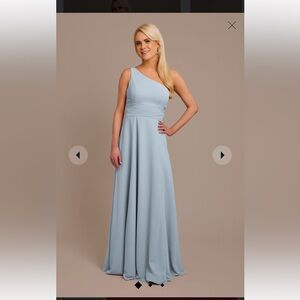 Chiffon One-Shoulder Bridesmaids Dress, Style Missy, Dusty Blue, NWT